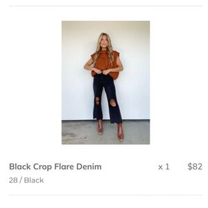 Black Crop Flare Denim